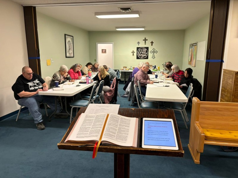 A prayer conference in session